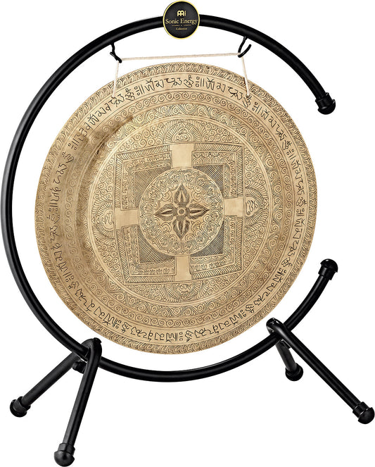 22" Indian Premium Wind Gong with Stand, Hand-engraved Mantra