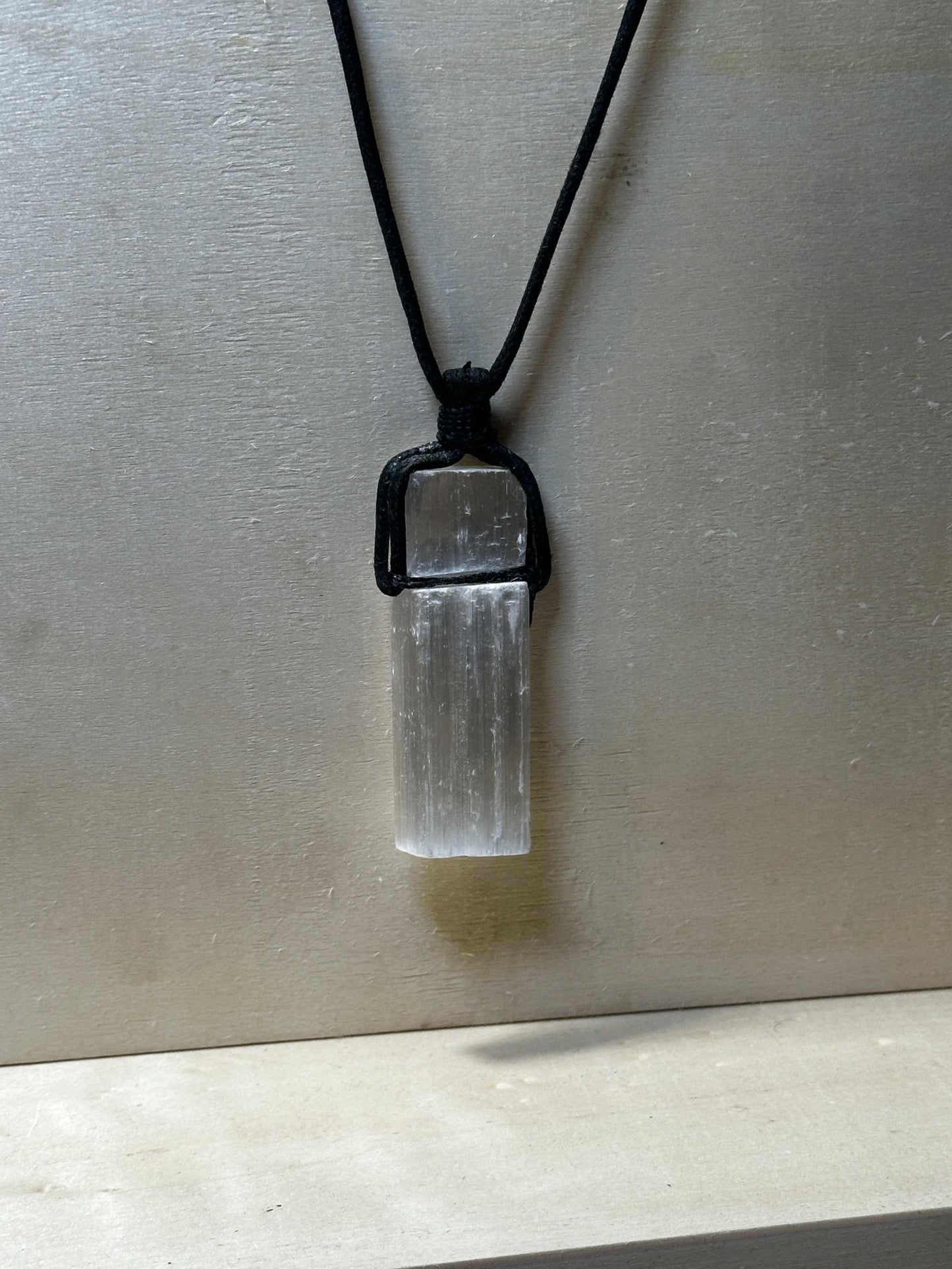 Selenite Necklace on Cotton String