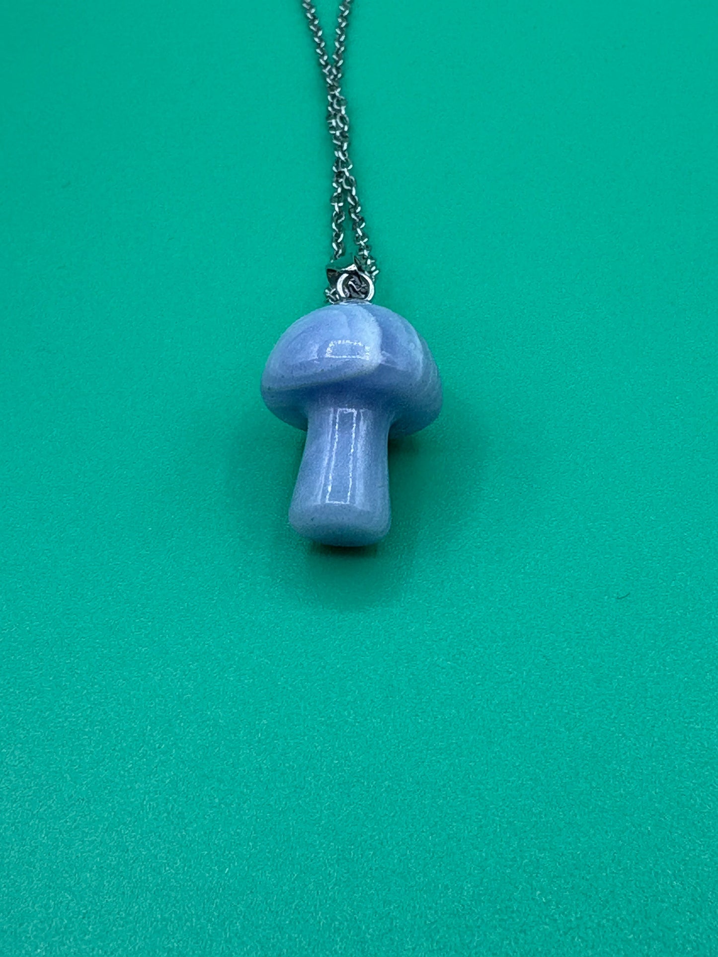 Blue Lace Agate Mushroom Necklace