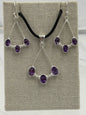 Sterling Silver Open Triple Amethyst Dangle Earrings & Pendant Set