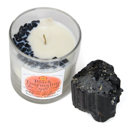 Black Tourmaline Crystal Chakra Candle