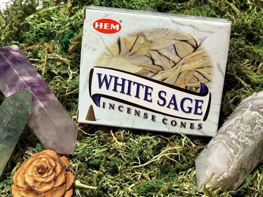 HEM White Sage Incense Cones – 10 Count with Burner Plate
