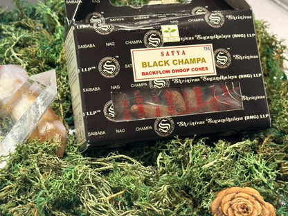 Hand-Rolled Satya Backflow Incense Cones for Aromatherapy