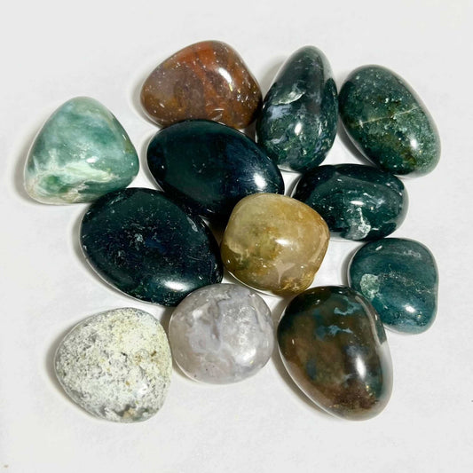 Moss Agate Tumbled Pocket Stone for Growth and Abundance