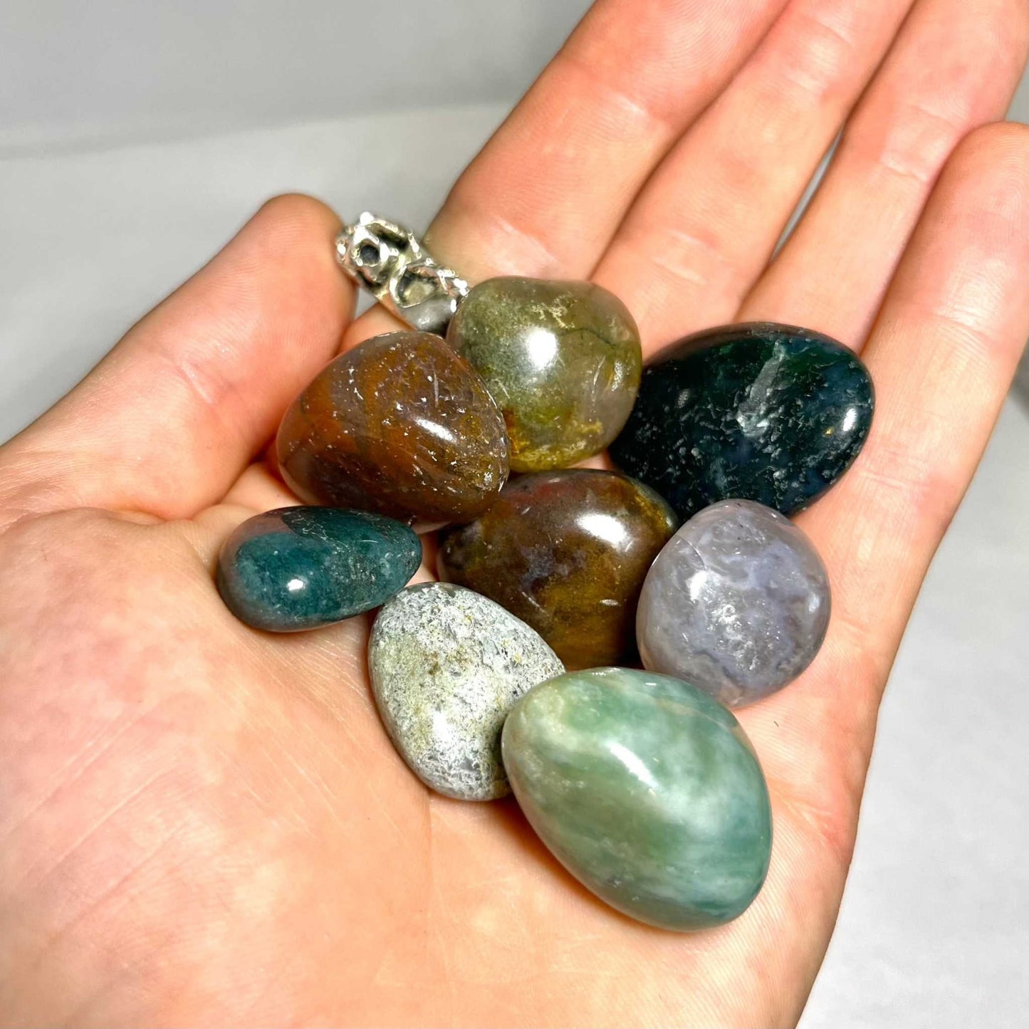 Moss Agate Tumbled Pocket Stone for Growth and Abundance