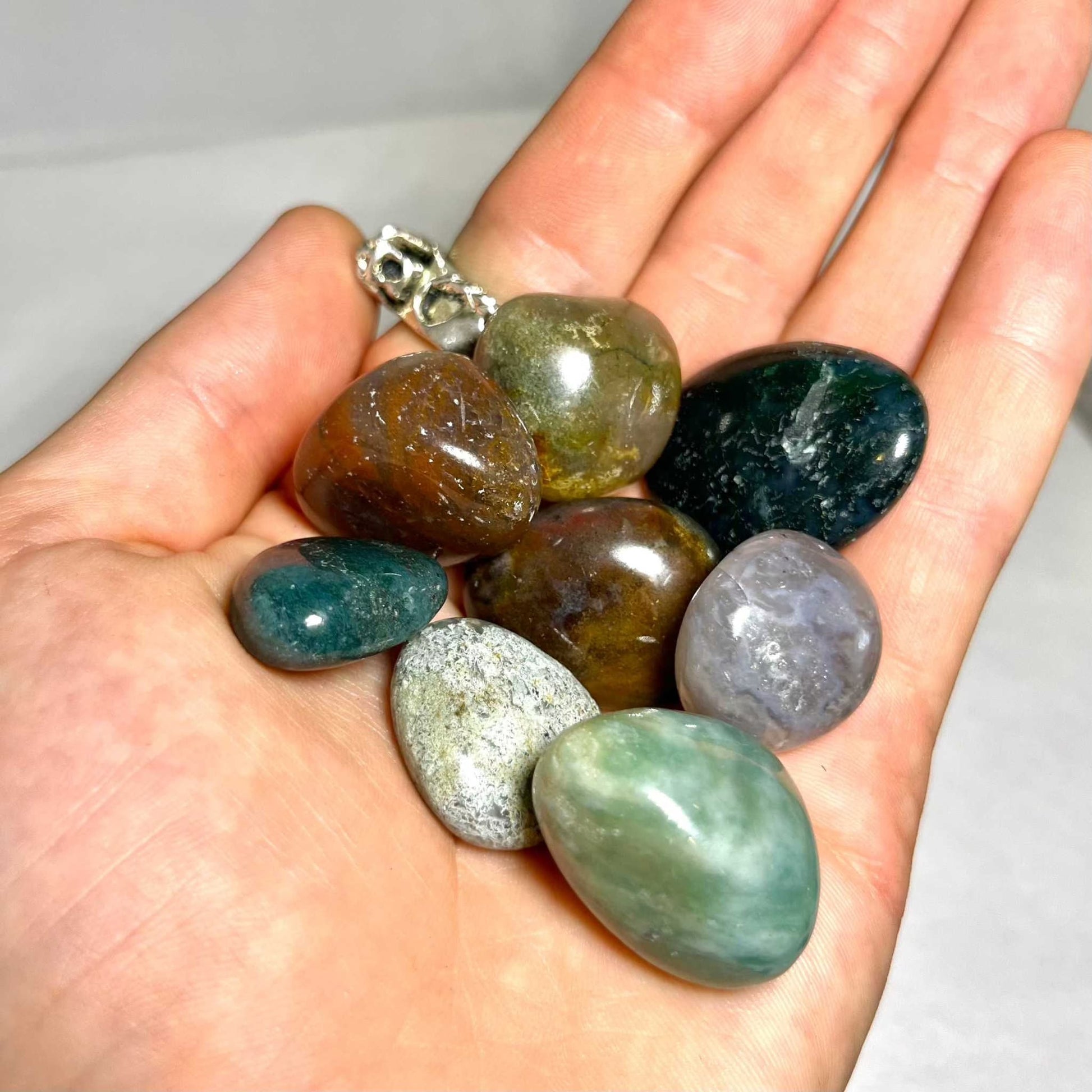 Moss Agate Tumbled Pocket Stone for Growth and Abundance