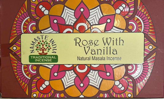 Rose Vanilla Incense Sticks - Namaste India | Mystics Vibe