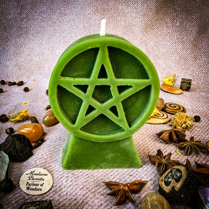 Beeswax Pentacle of Protection Spell Candle