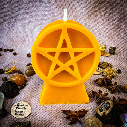 Beeswax Pentacle of Protection Spell Candle