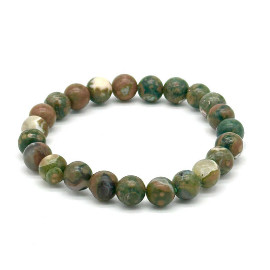 Rainforest Rhyolite Round Bead Bracelet - Gentle Renewal