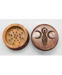 Handcrafted Wooden Herb Grinder With Earth Goddess Design