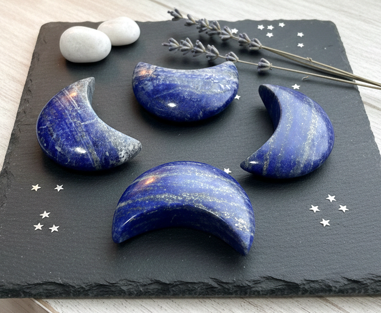 Lapis Lazuli Crescent Moon Carving Gemstone Crystal Home Decor Supply