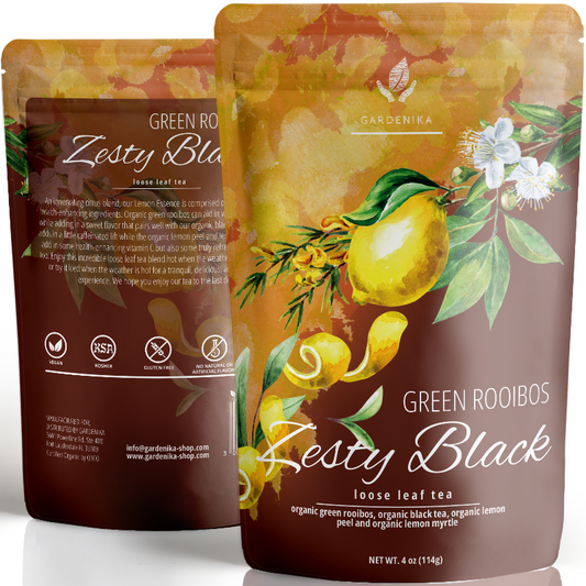 USDA Organic Lemon Essence Black Loose Leaf Tea with Green Rooibos