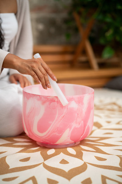 10" Marble Crystal Singing Bowl, C4, Root Chakra, 432 Hz