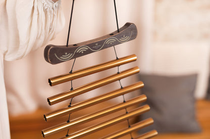 35" Meditation Flow Chime, 440 Hz, 10 Notes, D Major, Bronze