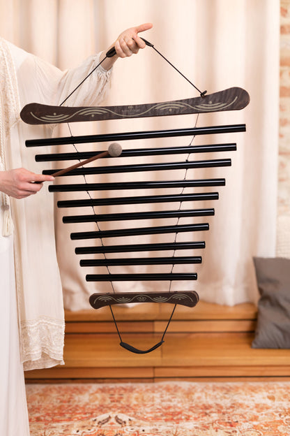 38" Meditation Flow Chime, 432 Hz, 10 Notes, E Minor, Black