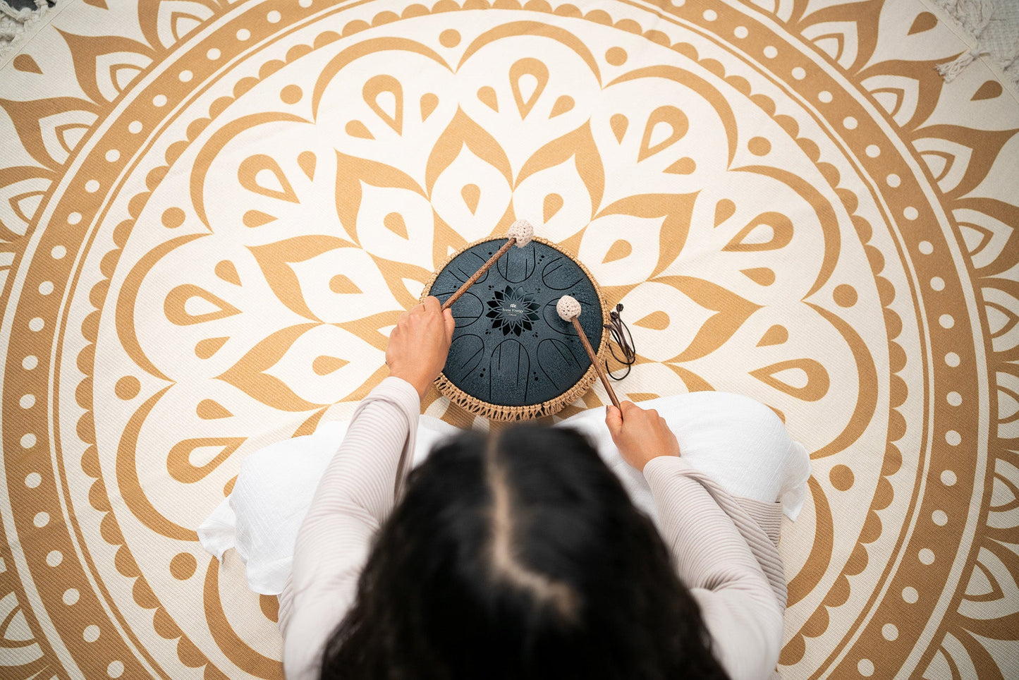 10" Medium Octave Steel Tongue Drum, C Minor, 8 Notes, 432 Hz, Navy Blue