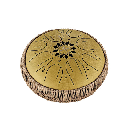 10" Medium Octave Steel Tongue Drum, C Major, 8 Notes, 432 Hz, Gold