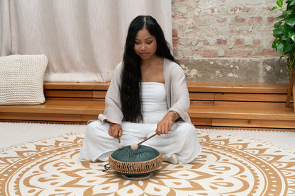 10" Medium Octave Steel Tongue Drum, F# Minor, 8 Notes, 432 Hz, Dark Green