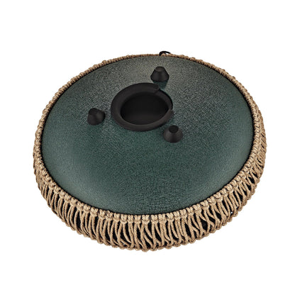 10" Medium Octave Steel Tongue Drum, F# Minor, 8 Notes, 432 Hz, Dark Green