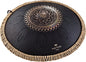 16" Octave Steel Tongue Drum, D Kurd, Lasered Floral Design, Black