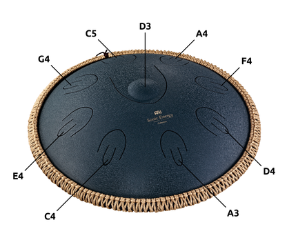 16" Octave Steel Tongue Drum, D Amara, Navy Blue