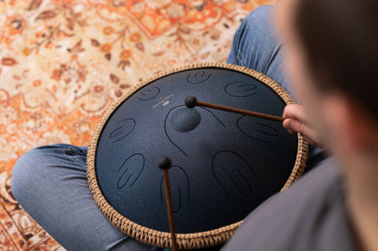 16" Octave Steel Tongue Drum, D Amara, Navy Blue
