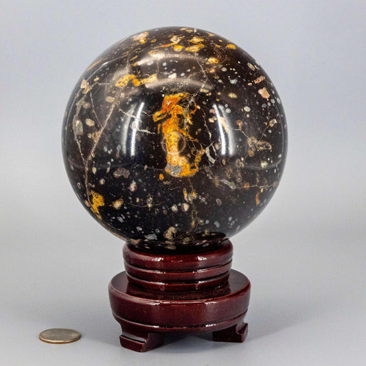 140mm XL Ocean Jasper Sphere with Stand – 3,470g