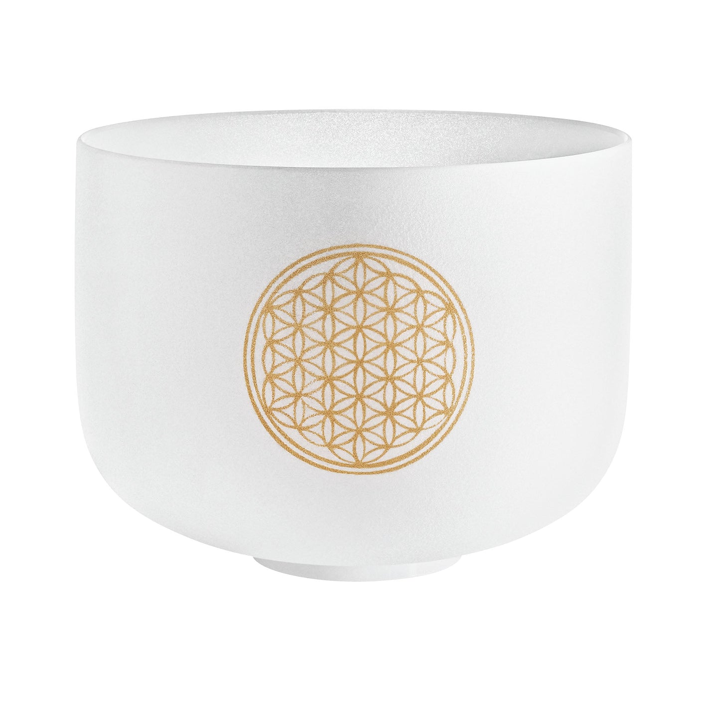 10" White-Frosted Crystal Singing Bowl, Flower of Life 128 Hz