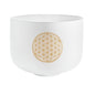 10" White-Frosted Crystal Singing Bowl, Flower of Life 128 Hz