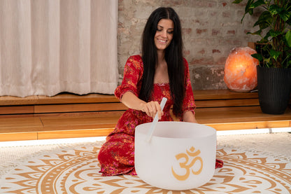 16" Planetary Tuned Crystal Singing Bowl, OM