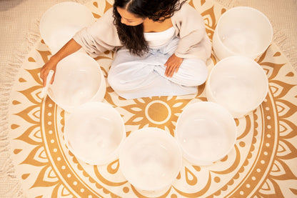 7-Piece Crystal Singing Bowl Chakra Set, Planetary Tuned