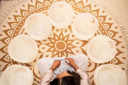 7-Piece Crystal Singing Bowl Chakra Set, Planetary Tuned