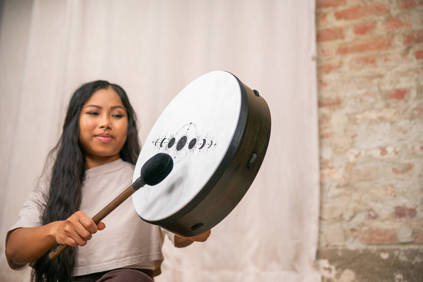 14" Ritual Drum, Moon Phases, True Feel Synthetic Head