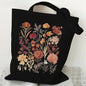 Large Capacity Witchy Floral Moon Canvas Tote Bags
