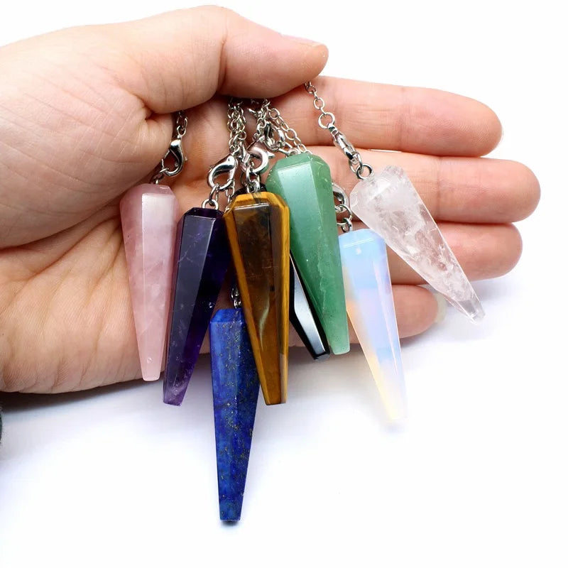 Crystal Triple Moon Pentacle Chakra Healing Pendulums