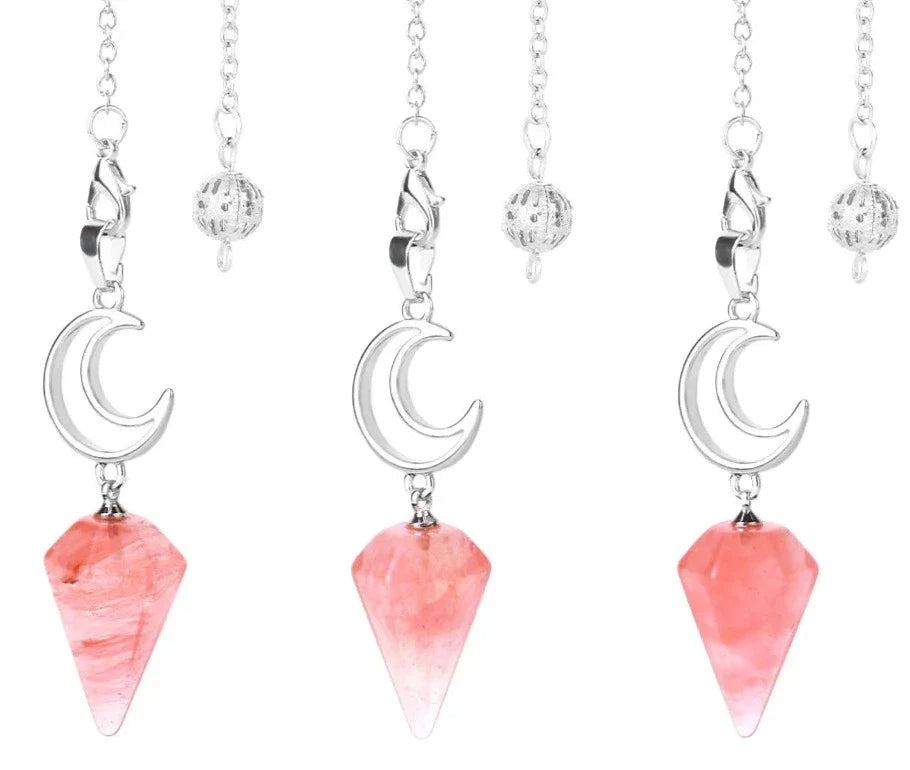Healing Crystal Crescent Moon Pendulums for Divination