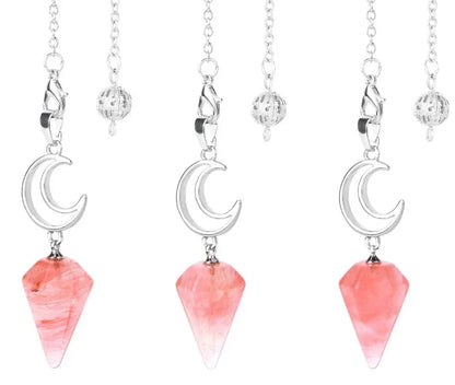 Healing Crystal Crescent Moon Pendulums for Divination