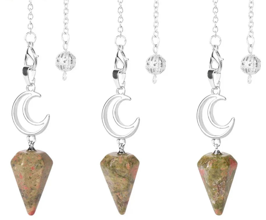 Healing Crystal Crescent Moon Pendulums for Divination