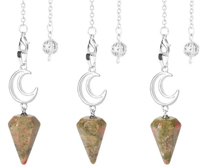 Healing Crystal Crescent Moon Pendulums for Divination