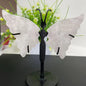 Crystal Butterfly Wings With Amethyst On Black Stand
