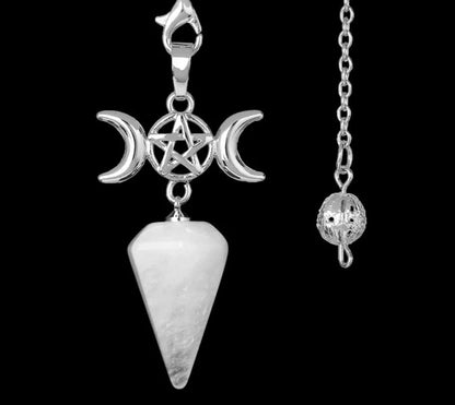 Triple Moon Pentacle Natural Healing Crystal Pendulums