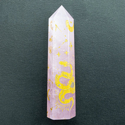 Obsidian Amethyst Crystal Tower Snake Sun Moon Star