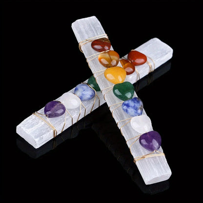 Premium Chakra Heart Selenite Crystal Wand for Healing