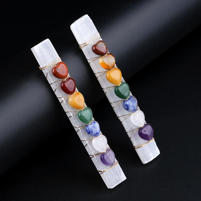 Premium Chakra Heart Selenite Crystal Wand for Healing