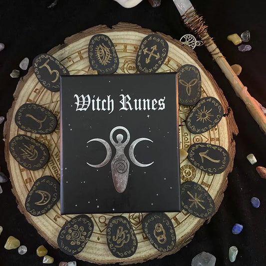 Premium Mystical Wooden Witches Runes Set For Rituals