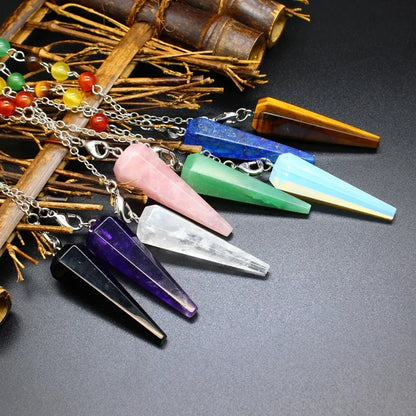 Crystal Triple Moon Pentacle Chakra Healing Pendulums