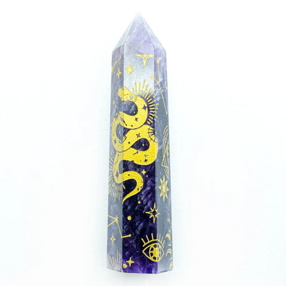 Obsidian Amethyst Crystal Tower Snake Sun Moon Star