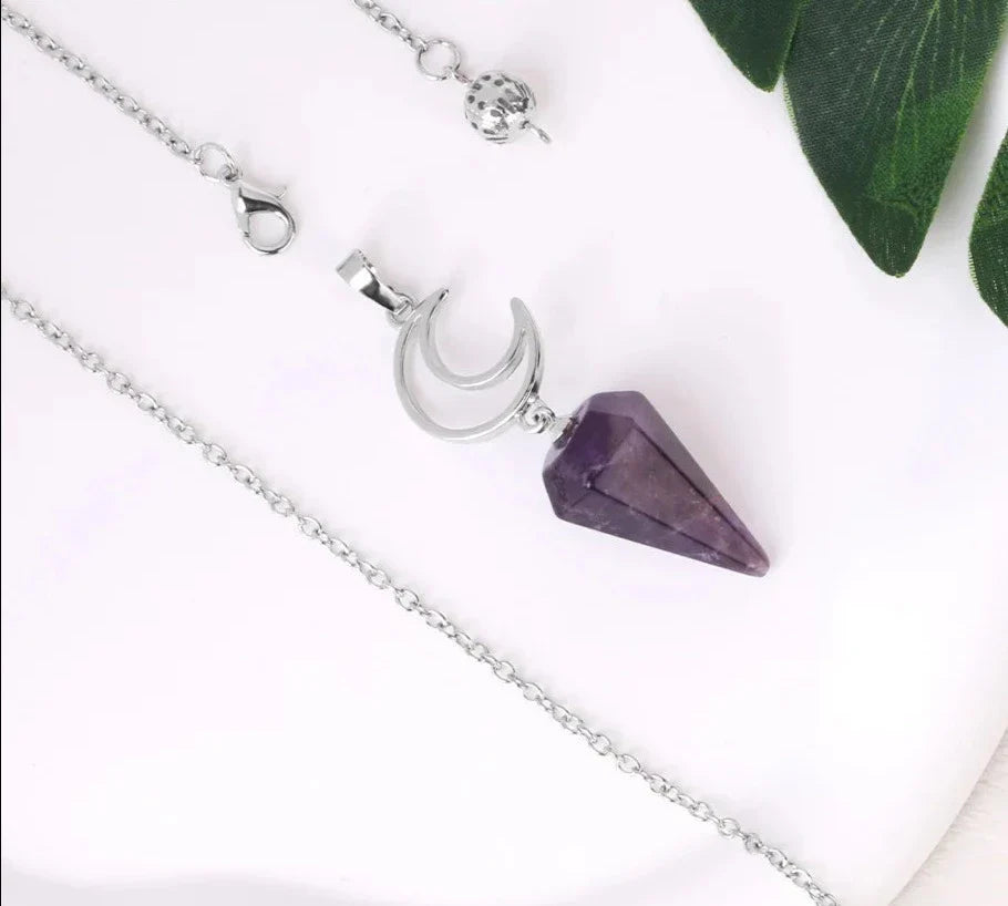 Healing Crystal Crescent Moon Pendulums for Divination