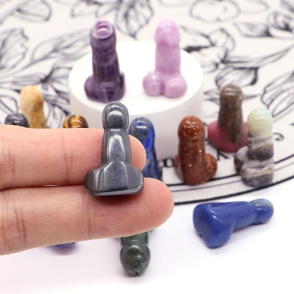 Crystal Penis with Black Obsidian Fertility Stone